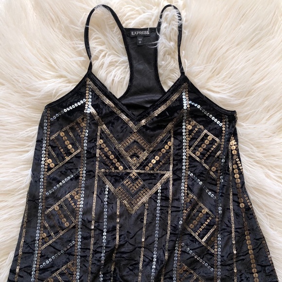 Express Tops - EUC - Express Velvet + Sequin Tank